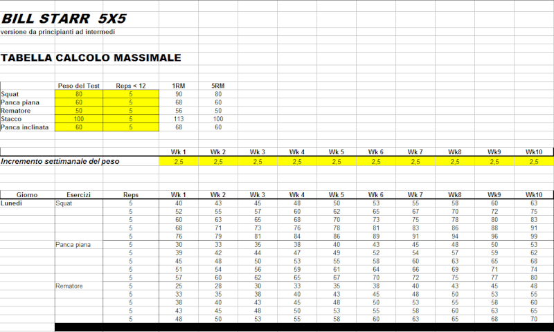 Bill Starr 5X5 Excel Spreadsheet